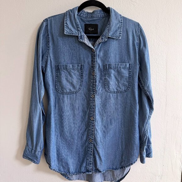 Rails "Carter" Chambray Denim Shirt, Dark Vintage Wash Blue, Size S, Like New - Picture 2 of 7